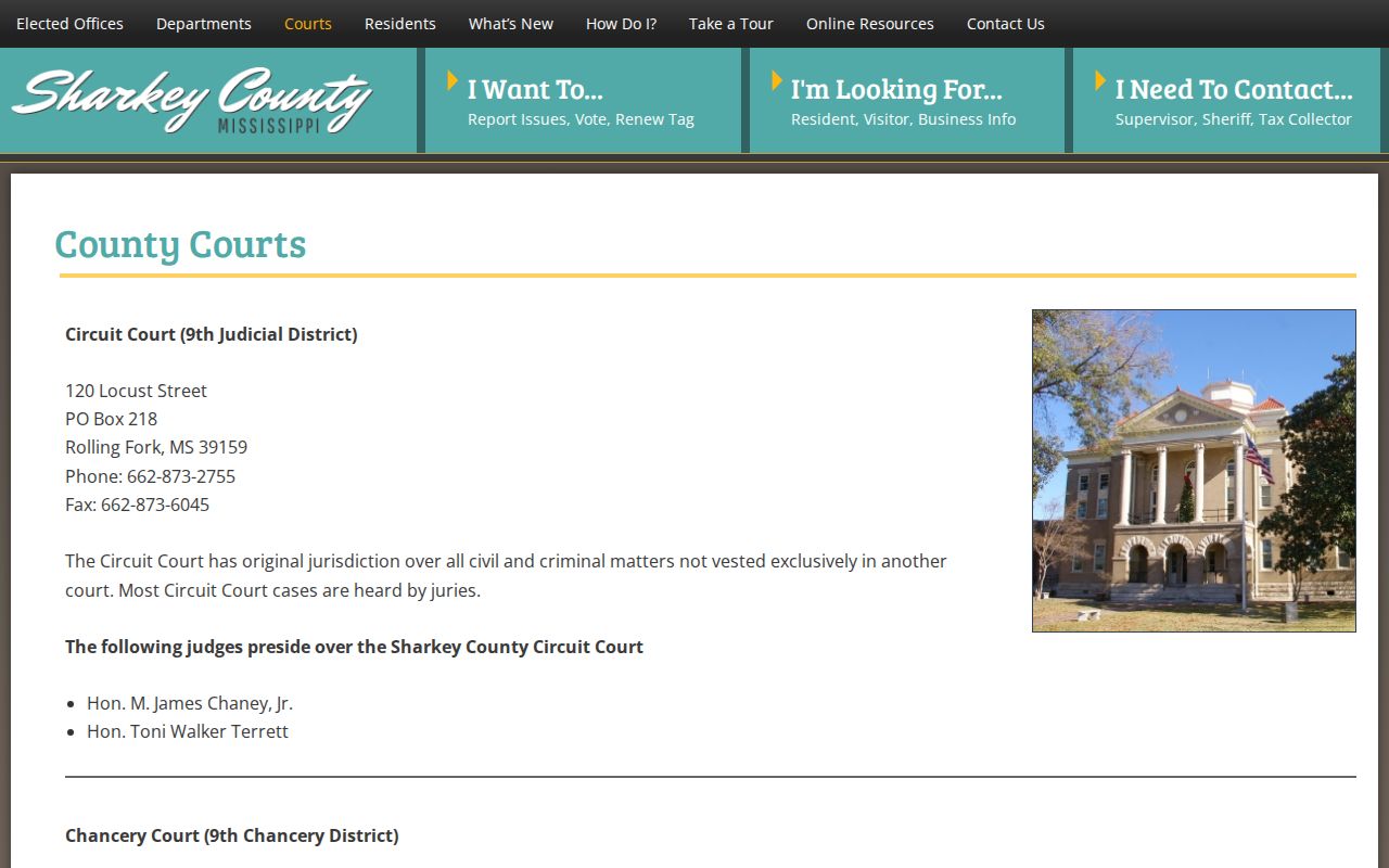 Official Sharkey County court assignments and contacts