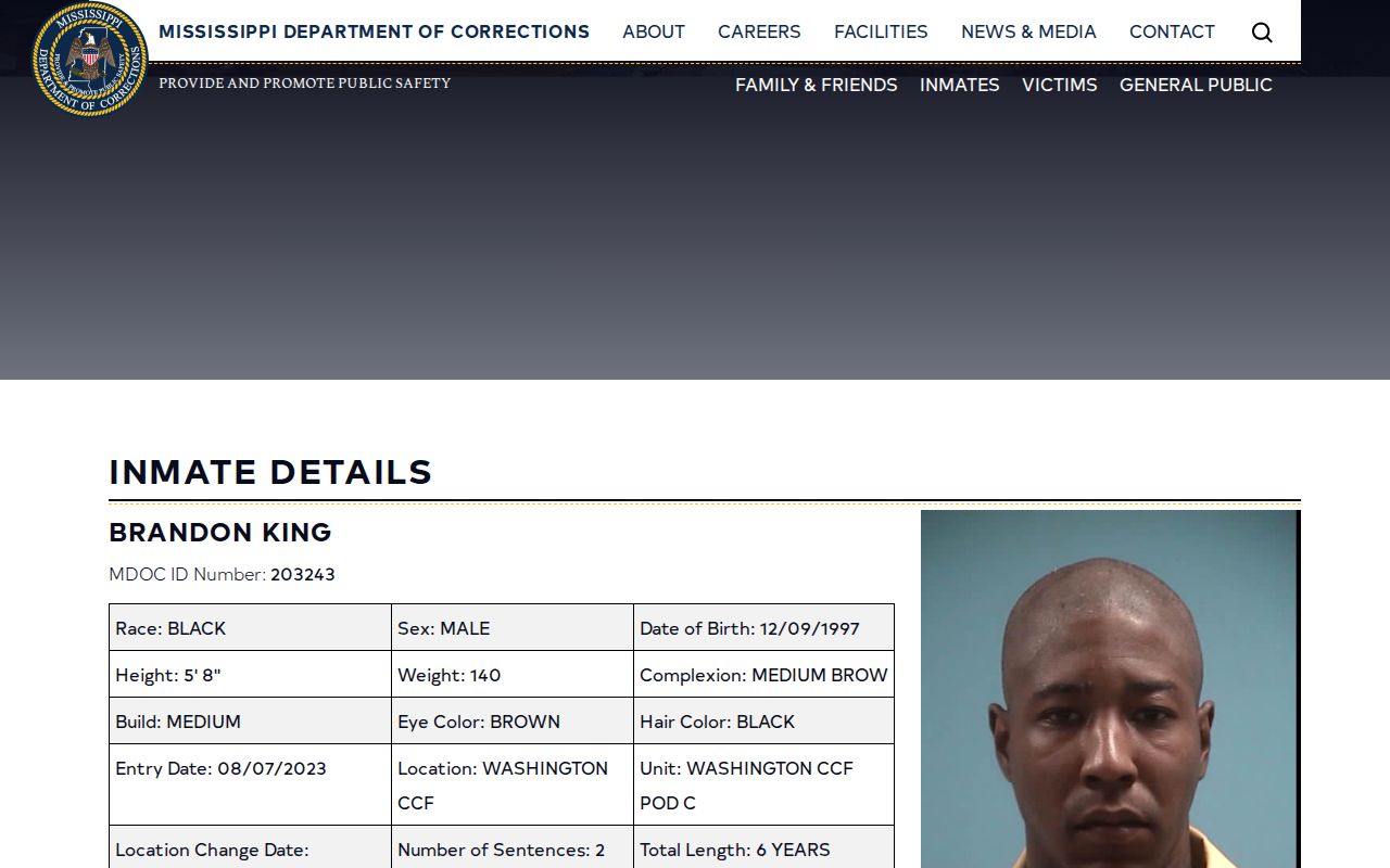 MDOC Tentative Release Date field for a Sharkey County projected release search